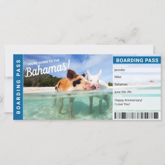 Bahamas Vacation Gift Boarding Pass Ticket (Voorkant)
