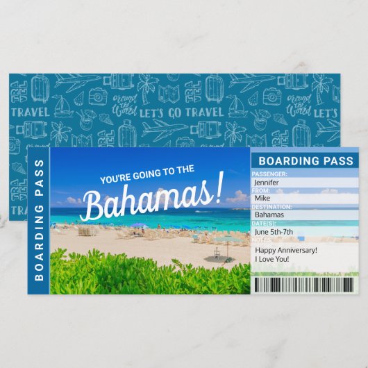 Bahamas Vacation Travel Gift Ticket (Voorkant / Achterkant)