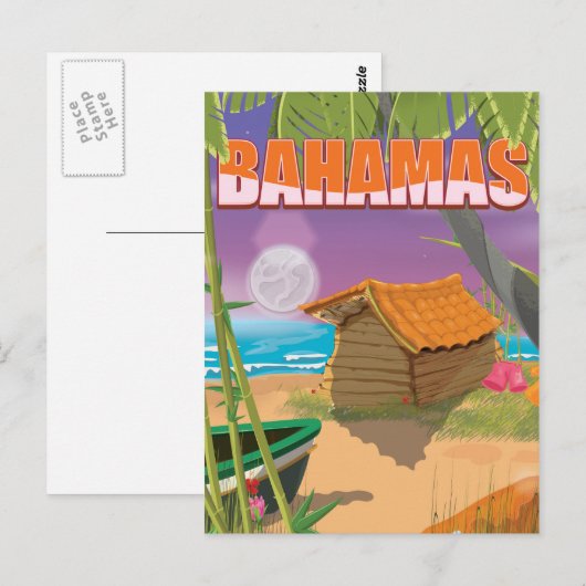 Bahamas vintage-poster briefkaart (Voorkant / Achterkant)
