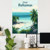 Bahamas Vintage Reisillustratie Poster (Thuiskantoor)