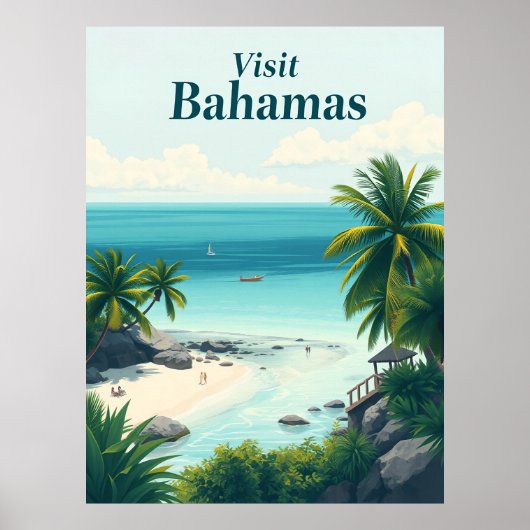 Bahamas Vintage Reisillustratie Poster (Voorkant)