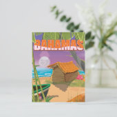 Bahamas vintage reisposter briefkaart (Staand voorkant)