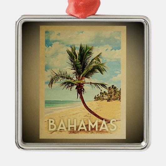 Bahamas Vintage Travel Ornament Palm Tree (Voorkant)