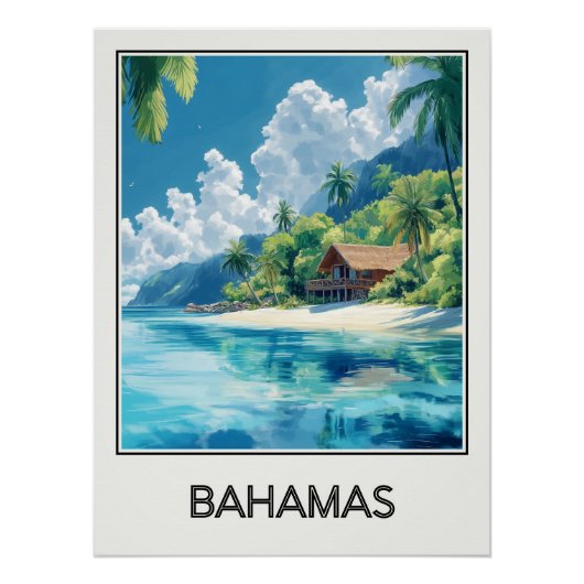 Bahama's vintage, tropische strandhut perfect poster (Voorkant)