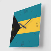 Bahama's Vlag Blauwe Gele Nummers Patriottisch Vierkante Klok (Hoek)