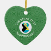 Bahama's Vlag Engel Kerst Groen Keramisch Ornament (Voorkant)