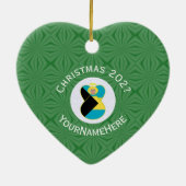 Bahama's Vlag Engel Kerst Groen Keramisch Ornament (Achterkant)