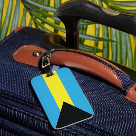 Bahama's Vlag in blauw, zwart en geel Bagagelabel (Voorkant Insitu 1)