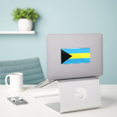 Bahama's Vlag in blauw, zwart en geel Sticker (Laptop op bureau)