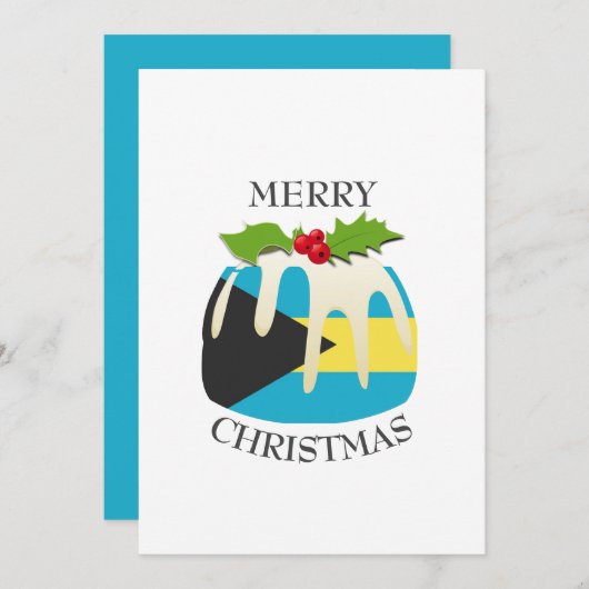 BAHAMAS-VLAG | Kerstpudding | Feestelijk Feestdagenkaart (Voorkant / Achterkant)