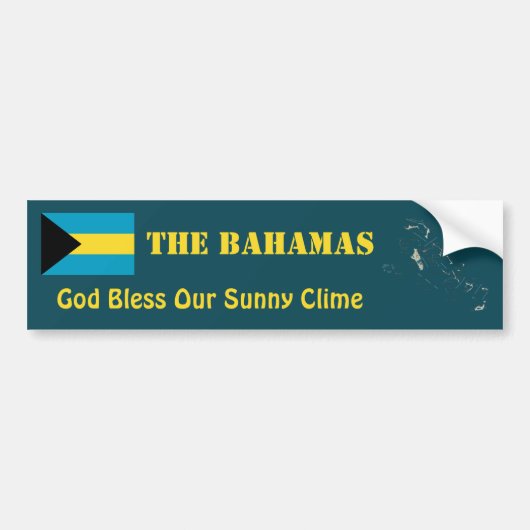 Bahamas Vlag + Landkaart Bumpersticker (Voorkant)