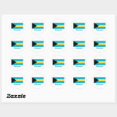 Bahamas Vlag met Naam Ronde Sticker (Vel)