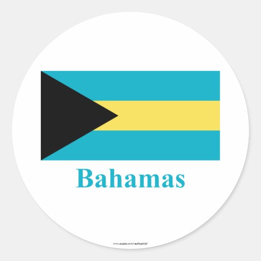 Bahamas Vlag met Naam Ronde Sticker (Voorkant)