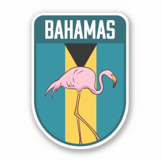 Bahamas Vlag met Vlaming - Bahamas Reizen Sticker (Voorkant)
