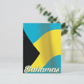 Bahama's vlag vintage reisposter briefkaart (Staand voorkant)