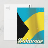 Bahama's vlag vintage reisposter briefkaart (Voorkant / Achterkant)