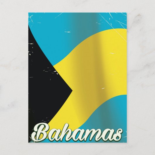 Bahama's vlag vintage reisposter briefkaart (Voorkant)