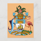 Bahamas Wapen - Marlin, Flamingo, Conch Briefkaart (Voorkant)