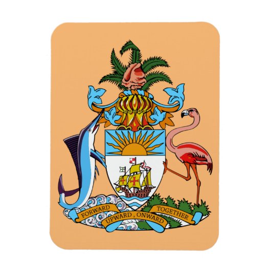 Bahamas Wapen - Marlin, Flamingo, Conch Magneet (Verticaal)
