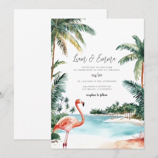 Bahama's Waterverf bruiloft Kaart (Voorkant / Achterkant)