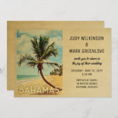 Bahamas Wedding Invitation Beach Palm Tree Kaart (Voorkant / Achterkant)