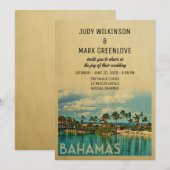 Bahamas Wedding Invitation midden-eeuw Kaart (Voorkant / Achterkant)