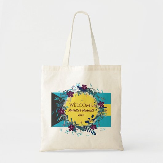 BAHAMAS WEDDING WELCOME Destination Floral Tote Bag (Voorkant)