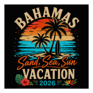 Bahama's Zand Zee Zon Vakantie 2026 Perfect Poster