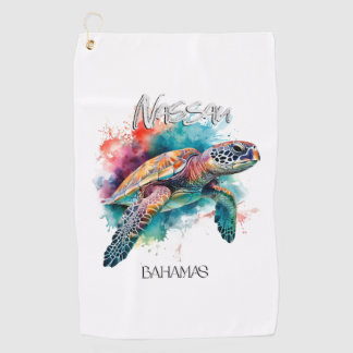 Bahamas Zee Schildpad Bahamaanse Vlag Strand Grote Golfhanddoek