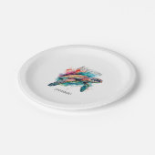 Bahamas Zee Schildpad Bahamaanse Vlag Strand Grote Papieren Bordje (Gekanteld)