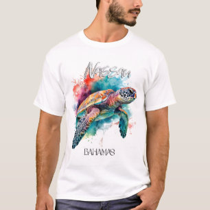 Bahamas Zeeschildpad Bahamaanse Vlag Strand Grote  T-shirt