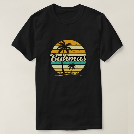 Bahamas Zonsondergang Retro Palm T-shirt (Design voorkant)