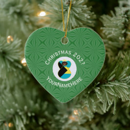 Bahama's Zwarte Engel Kerstvlag Gepersonaliseerd Keramisch Ornament