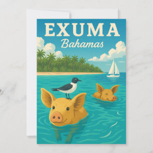 Bahamas Zwemmende Varkens Tropisch Strand Exuma 20 Kaart