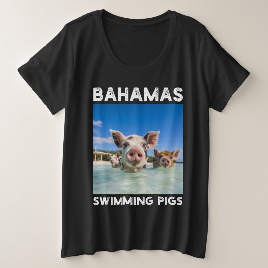 Bahama's Zwemvarkens Exuma Grote Maat T-shirt (Design voorkant)