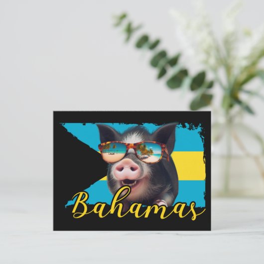 Bahamas Zwemvarkens - Exuma Pig Beach Adventure Briefkaart (Staand voorkant)
