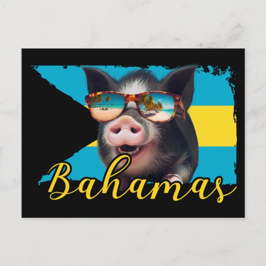 Bahamas Zwemvarkens - Exuma Pig Beach Adventure Briefkaart (Voorkant)