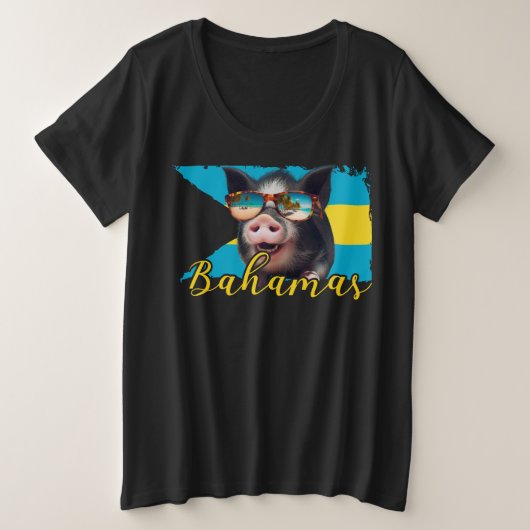 Bahamas Zwemvarkens - Exuma Pig Beach Adventure Grote Maat T-shirt (Design voorkant)