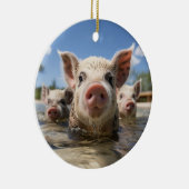 Bahamas Zwemvarkens - Exuma Pig Beach Adventure Keramisch Ornament (Rechts)