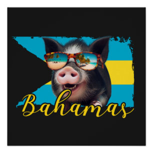 Bahamas Zwijn die Zwemt - Exuma Varkensstrand Avon Perfect Poster