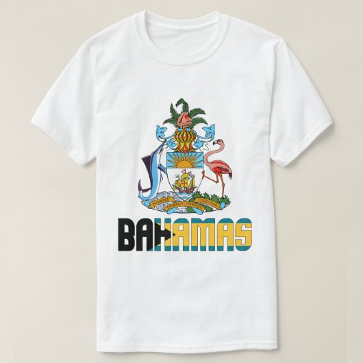 Bahamasvlag en wapenschild t-shirt (Design voorkant)