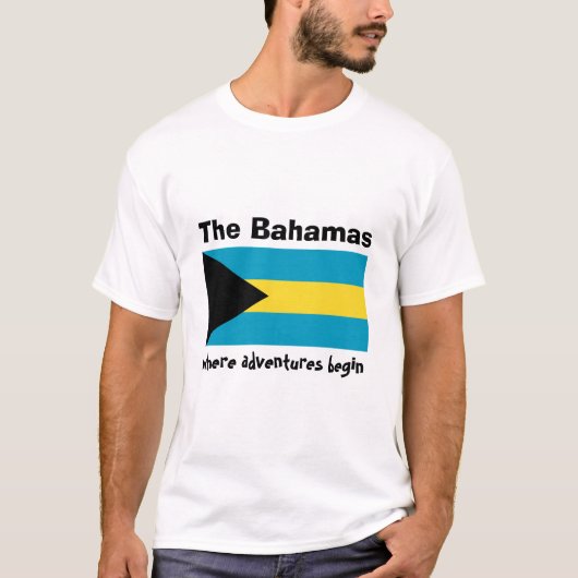 Bahamasvlag + Kaart + Tekst T-shirt (Voorkant)