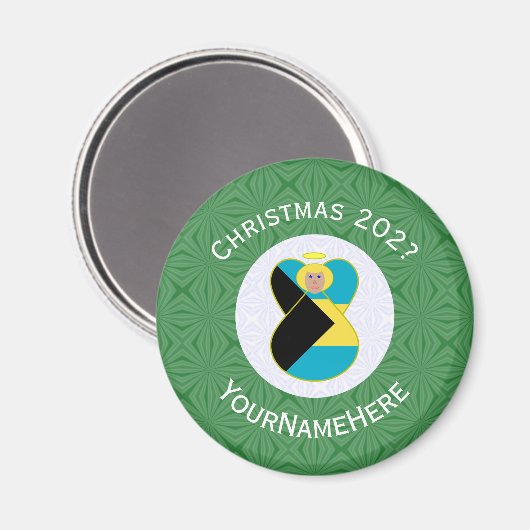 Bahamian Blonde Angel Kerstvlag gepersonaliseerd Magneet (Voorkant / Achterkant)