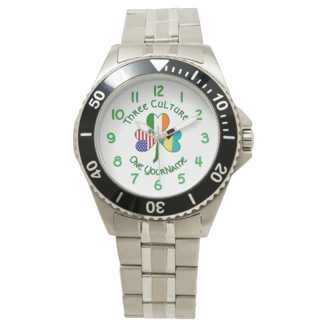 Bahamian Irish USA Shamrock Gepersonaliseerde Mann Horloge (Voorkant)