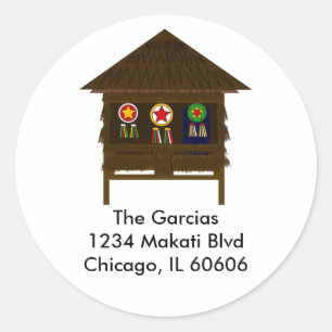 Bahay Kubo adreslabel Ronde Sticker