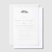 Bahia eenvoudige moderne minimale palmblad bruilof vellum uitnodigingen (Offset)