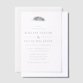 Bahia eenvoudige moderne minimale palmblad bruilof vellum uitnodigingen