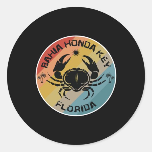 Bahia Honda Key Florida Crab Art Ronde Sticker (Voorkant)