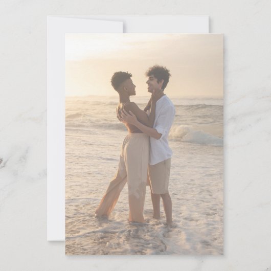 Bahia Minimal Palm Leaf Fotobruiloft Kaart (Achterkant)