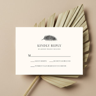 Bahia Minimal Palm Leaf Tropische bruiloft RSVP Kaartje